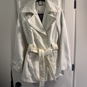 Jou Jou Women's White Double-Breasted Trench Coat